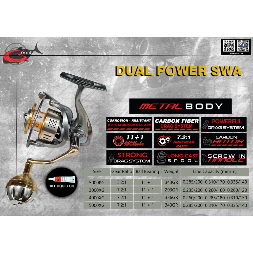 REEL G-TECH DUAL POWER SWA C3000XG, 4000XG & 5000PG