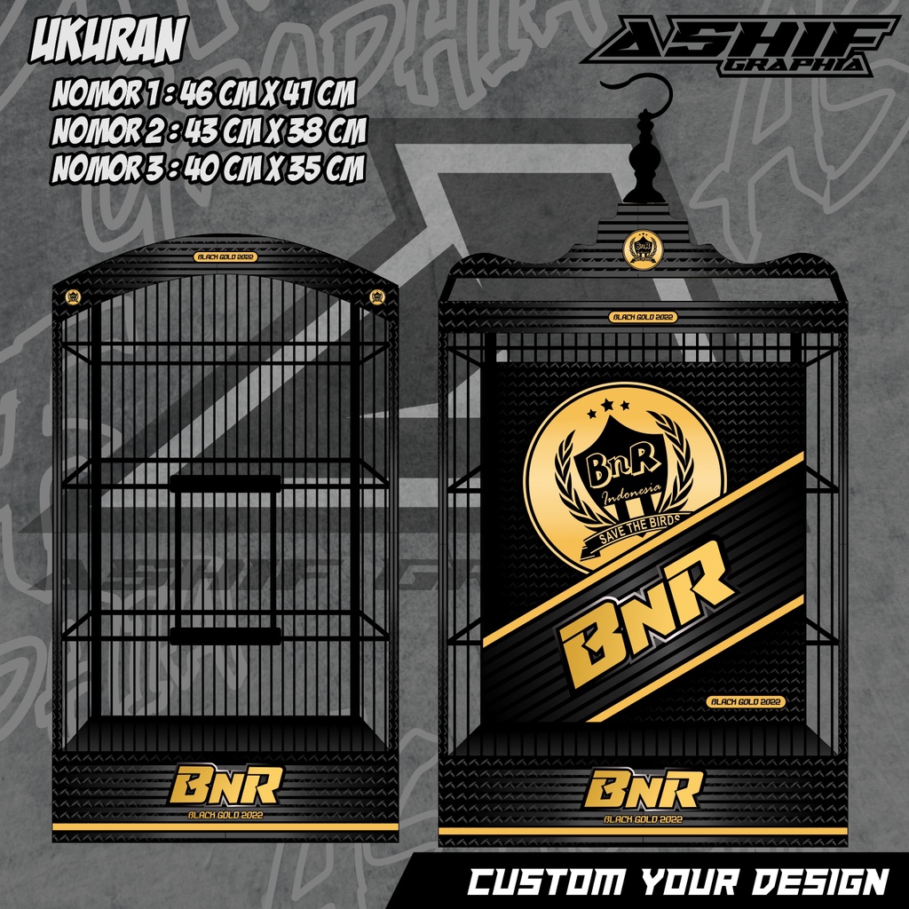 STIKER SANGKAR KOTAK BNR BLACK GOLD BISA CUSTOM
