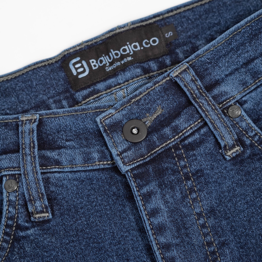 Bajubaja classic denim pants / celana jeans biru stretch slimfit pria