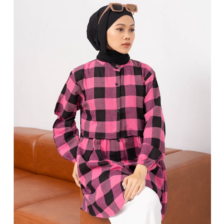 KEMEJA TUNIK FLANEL YISOO LONG SHIRT PREMIUM SHIRT B522