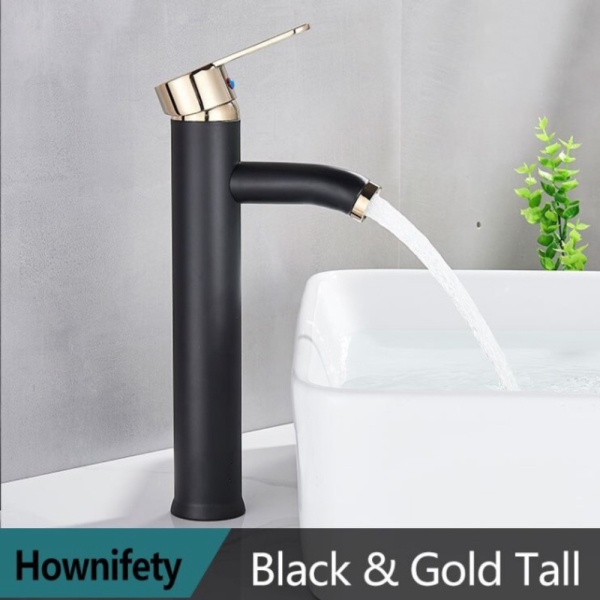 Promo Keran Air Elegan Wastafel Stainless Steel Black Gold Diskon