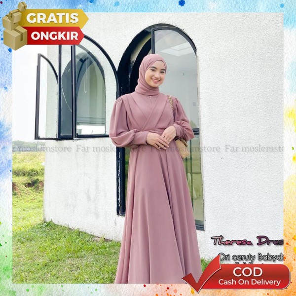 Baju Gsmis Wanita Muslimah Dress Kondangan Baj Jubah Wnta Muslim Pakean Cewek Muslimah Lengan Panjan