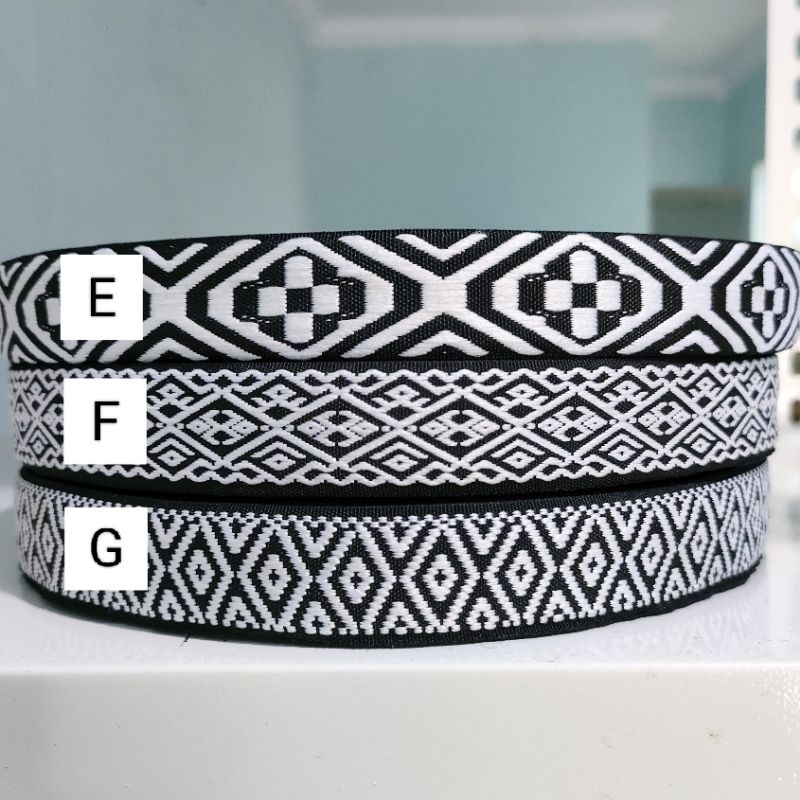 Webbing pita polyester  jacguard Ukuran 2.5 - 5 Cm (Meteran)