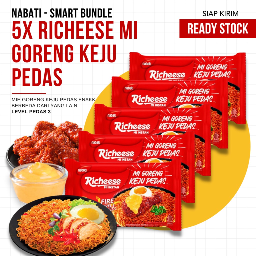 Richeese Mie Goreng Keju Level 3 74g - Bundle 5