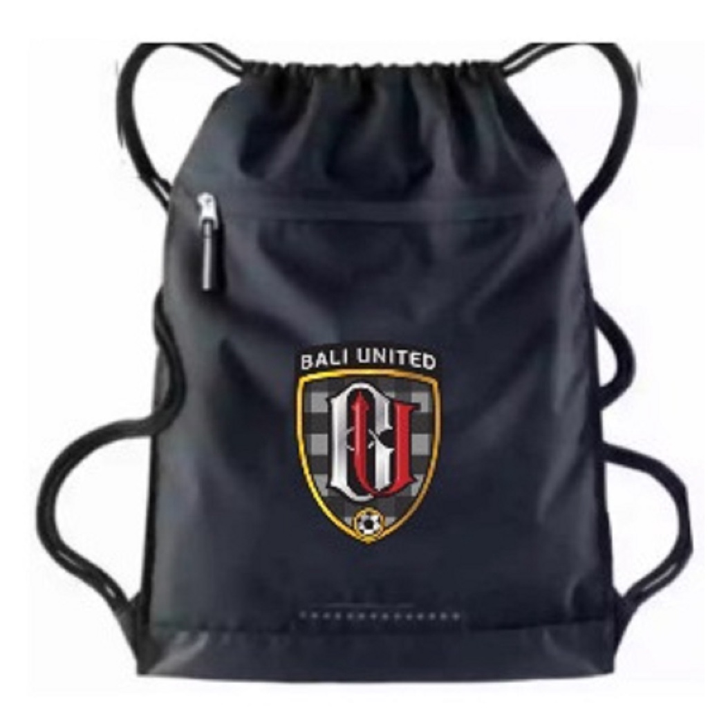 Tas Serut cowok Taslan Polos Logo Klub Bola - Ransel Drawstring Bag Sport Waterproof | Tas Serut Pol