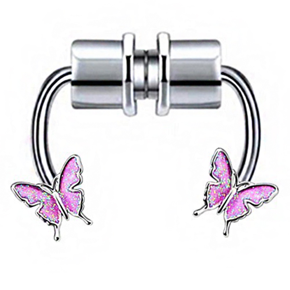 Cincin Klip Hidung Magnet Butterfly Bahan Stainless Steel