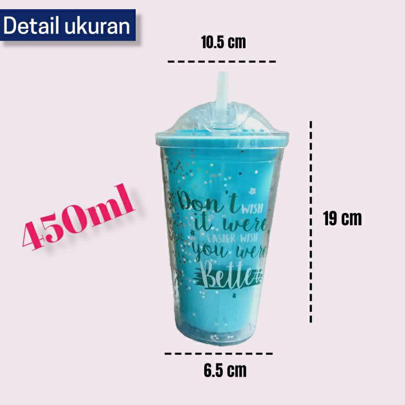 KD1 Tumbler Botol Minum Sedotan Lucu Glitter / Tumbler Cups Blink  / Tumbler Gelas Lucu / Tumbler Gelas Kekinian / Tumbler Gelas 450ml / Tumbler Gelas Anak / Tumbler Gelas Remaja / Gliter Tumbler Cups Blink + Box + Free bubble