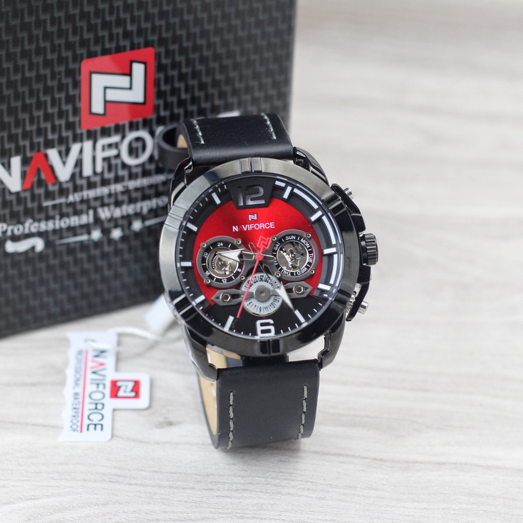 Jam tangan Pria Naviforce 9162 tali kulit original