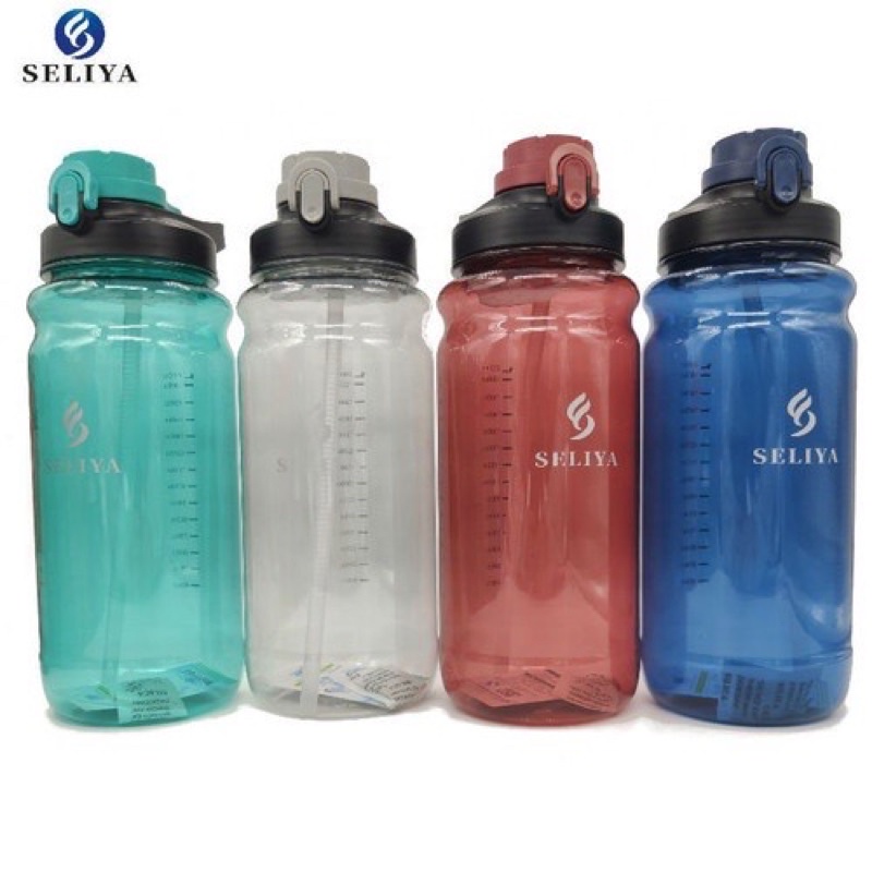 Botol Minum Jumbo SELIYA 2000 ml Double Lock Anti Tumpah isi 2 Liter 7199 / Botol jumbo viral 2 Liter