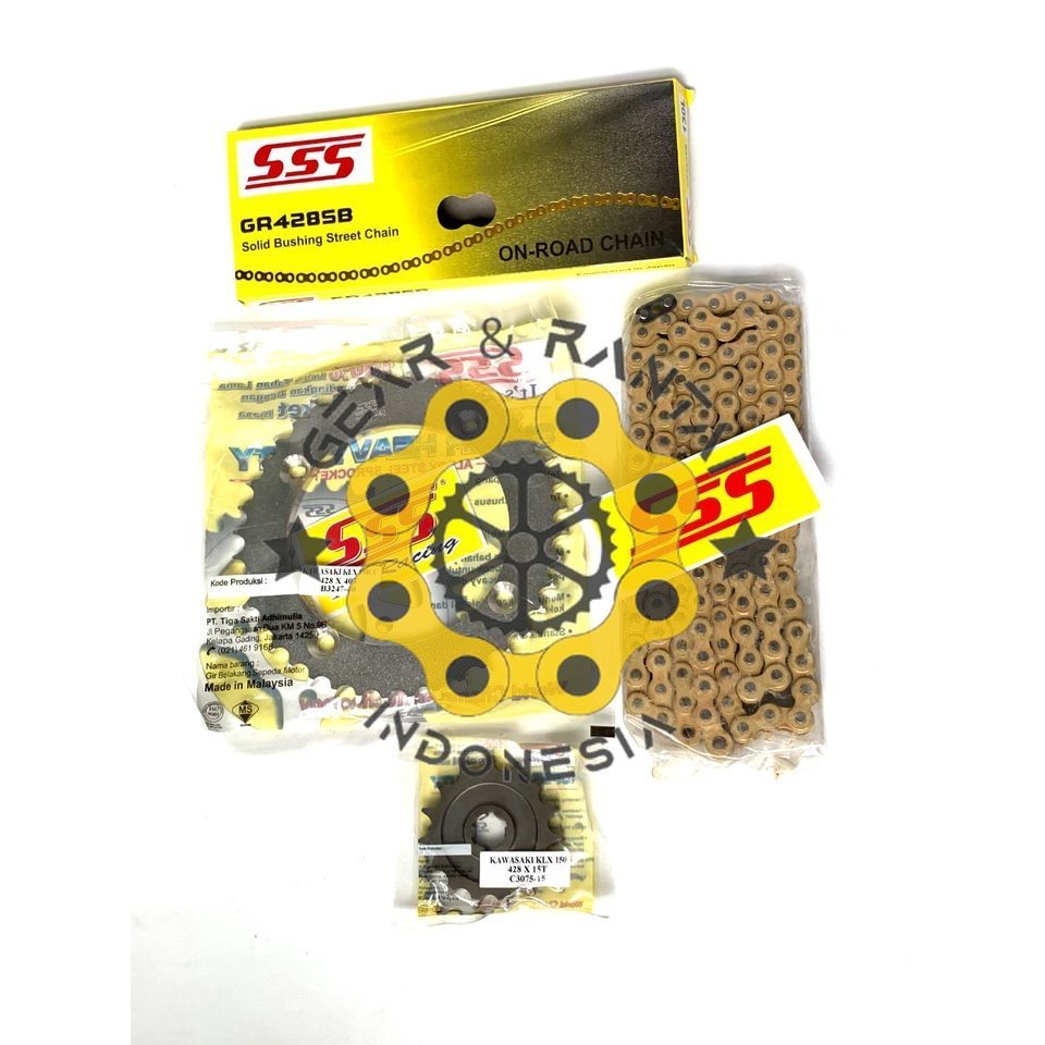 GEAR SET RANTAI GOLD 415 / 428 Kawasaki KLX 150 KLX150 D-tracker SSS TK RK RACING TDR RIDE IT REGINA