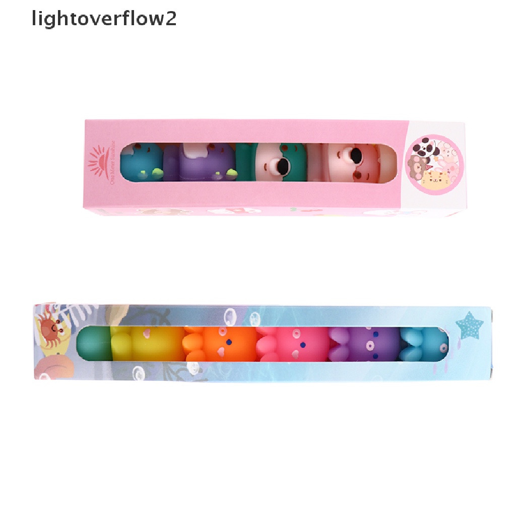 (lightoverflow2) Pulpen 6 Warna Fluorescent Bentuk Gurita Bahan Silikon Untuk Hadiah