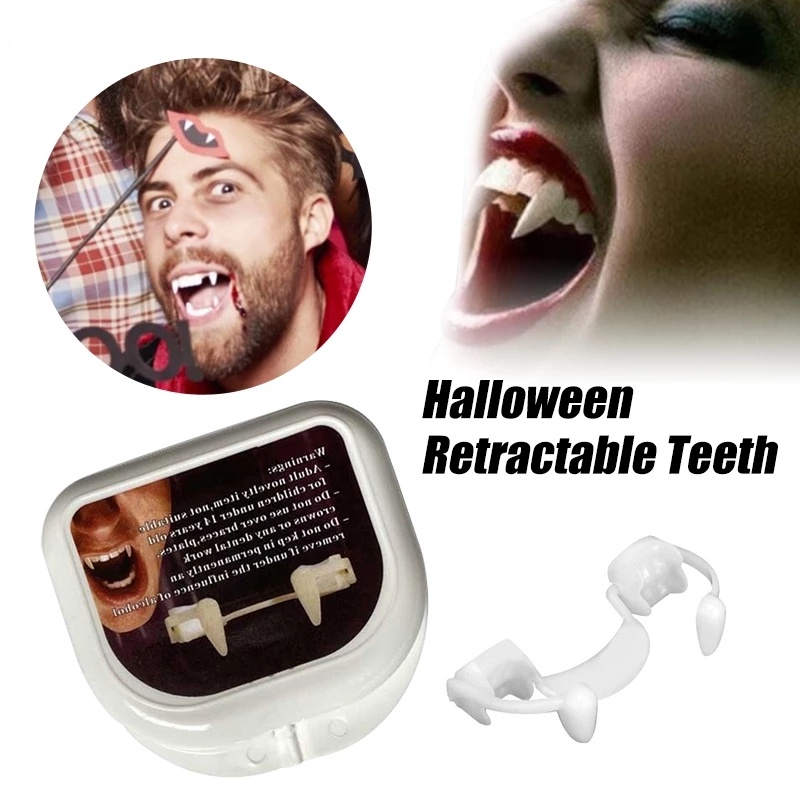 Mainan Gigi Vampire / Elf Palsu Retractable Untuk Properti Halloween