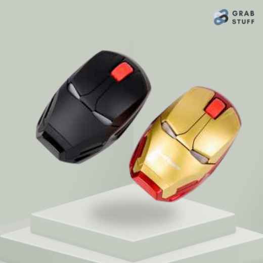 Mouse Wireless Optical Desain Unik Model Iron Man Marvel 2.4Ghz / Mouse Gaming Tanpa Kabel Untuk Laptop Computer / Mouse Ironman Sport High Accuracy USB Port Non Bluetooth / Iron Man Mouse Berkualitas Murah Mouse Karakter Wireless Lucu Topeng Iron Man