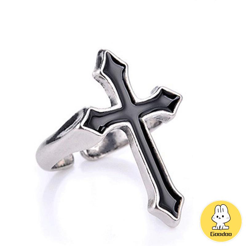Cincin Jari Telunjuk Model Silang Gaya Retro Punk Untuk Unisex -Doo