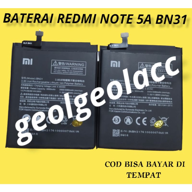 Batrrey Baterai tanam BN31 buat redmi 5X /Mi A1 /redmi not 5A Oc batrrey