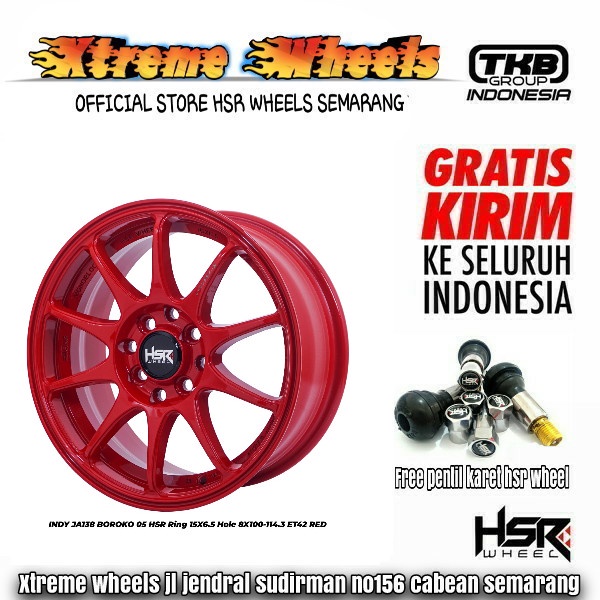 velg racing hsr wheel ring 15 warna merah velg brio yaris mobilio agya dll gratis ongkir