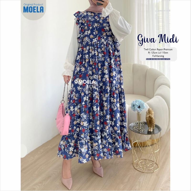 MIDI DRESS TERBARU DARI MOELA,FULL KANCING SAMPAI BAWAH