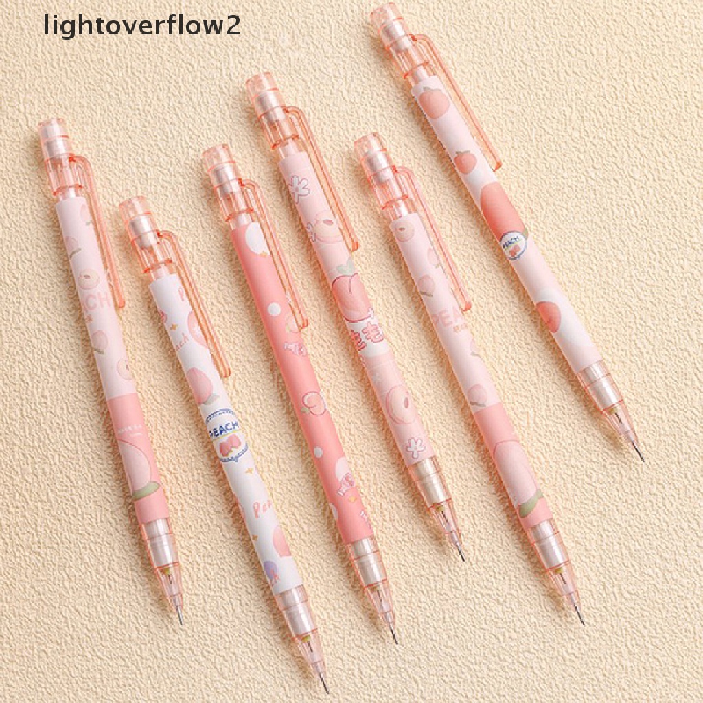 (lightoverflow2) Pensil Mekanik 0.5mm Motif Buah Persik Kartun Lucu Untuk Alat Tulis Sekolah