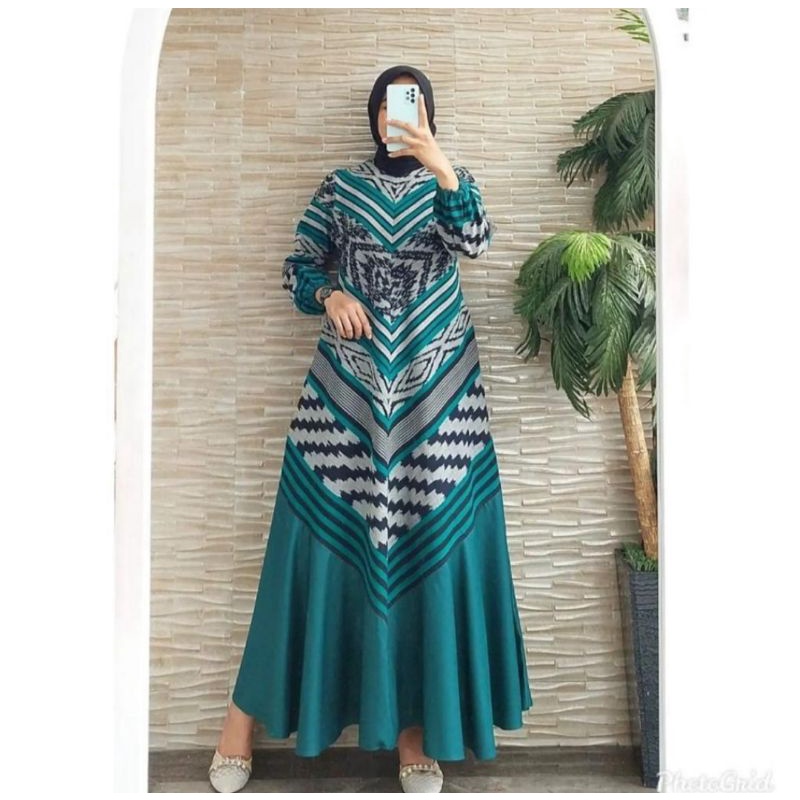 Baju Dress Gamis Muslim Tenun Etnik Size Jumbo