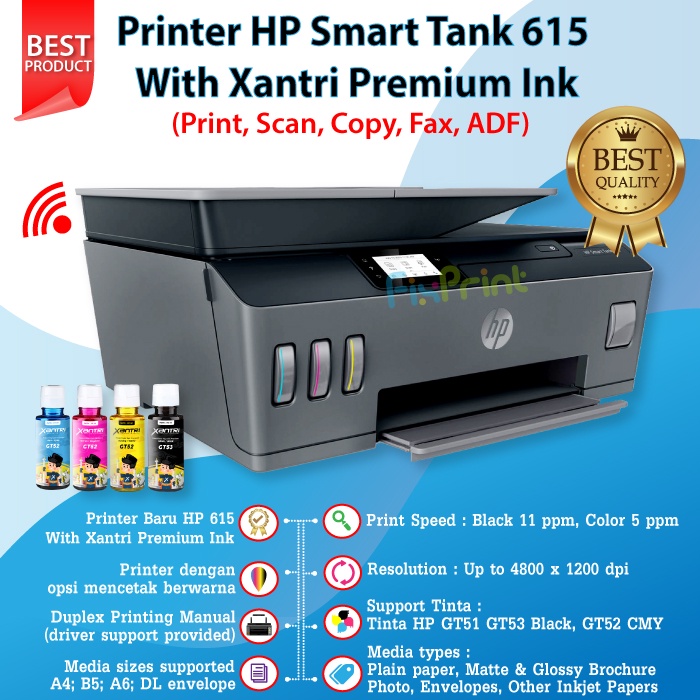 Printer HP Smart Tank 615 Wireless All-in-One Print Scan Copy WiFi Wireless Bergaransi