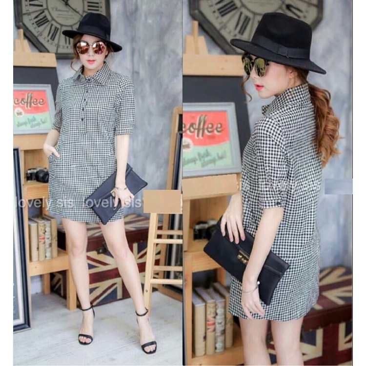 VVV Shop Tunik Lovely Pocket motif Koak / Tunik kerja Wanita / Tunik Kuliah Wanita