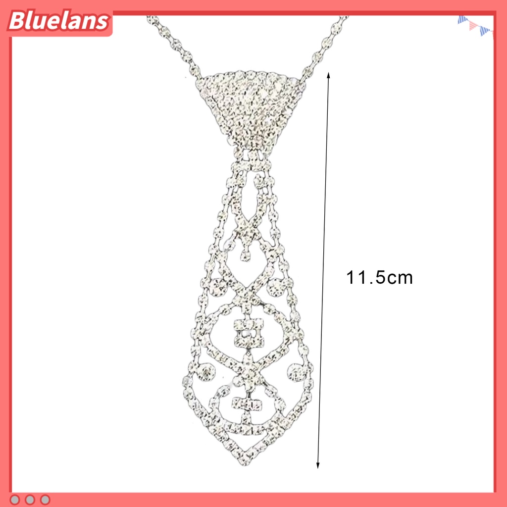 Bluelans Unisex Necklace Necktie Shape Rhinestone Inlaid Fashion Tie Hollow Out Chain Necklace Jewelry