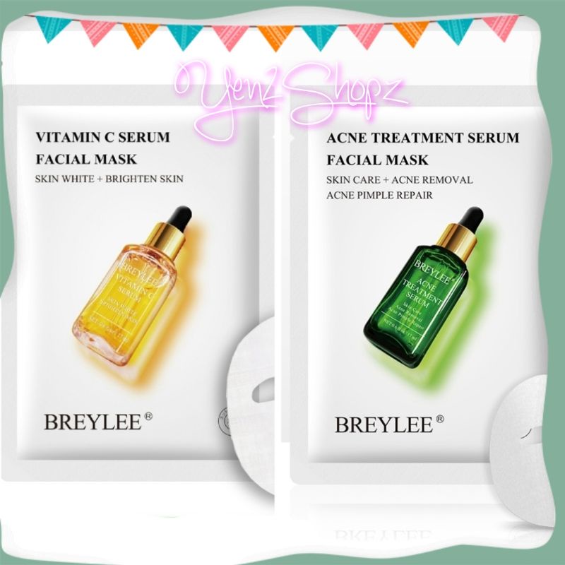 BPOM BREYLEE ACNE TREATMENT VITAMIN C BRIGHTENING SERUM FACIAL MASK MASKER JERAWAT