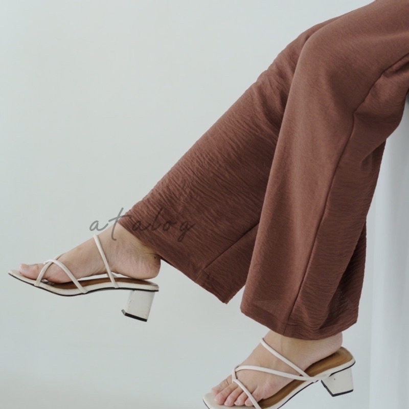 ATALOG - Celana Kulot Crinkle Highwaist Wanita Loose Cullote Pants | Celana Kulot Panjang