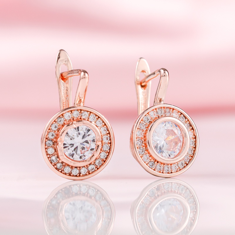 Anting Bentuk Kepingan Salju Warna Rose Gold Untuk Wanita