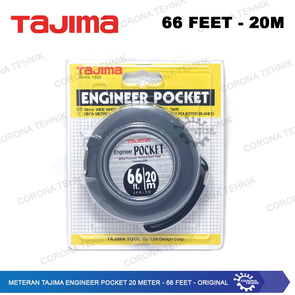 Original - Meteran Tajima Engineer Pocket 20 Meter - 66 Feet