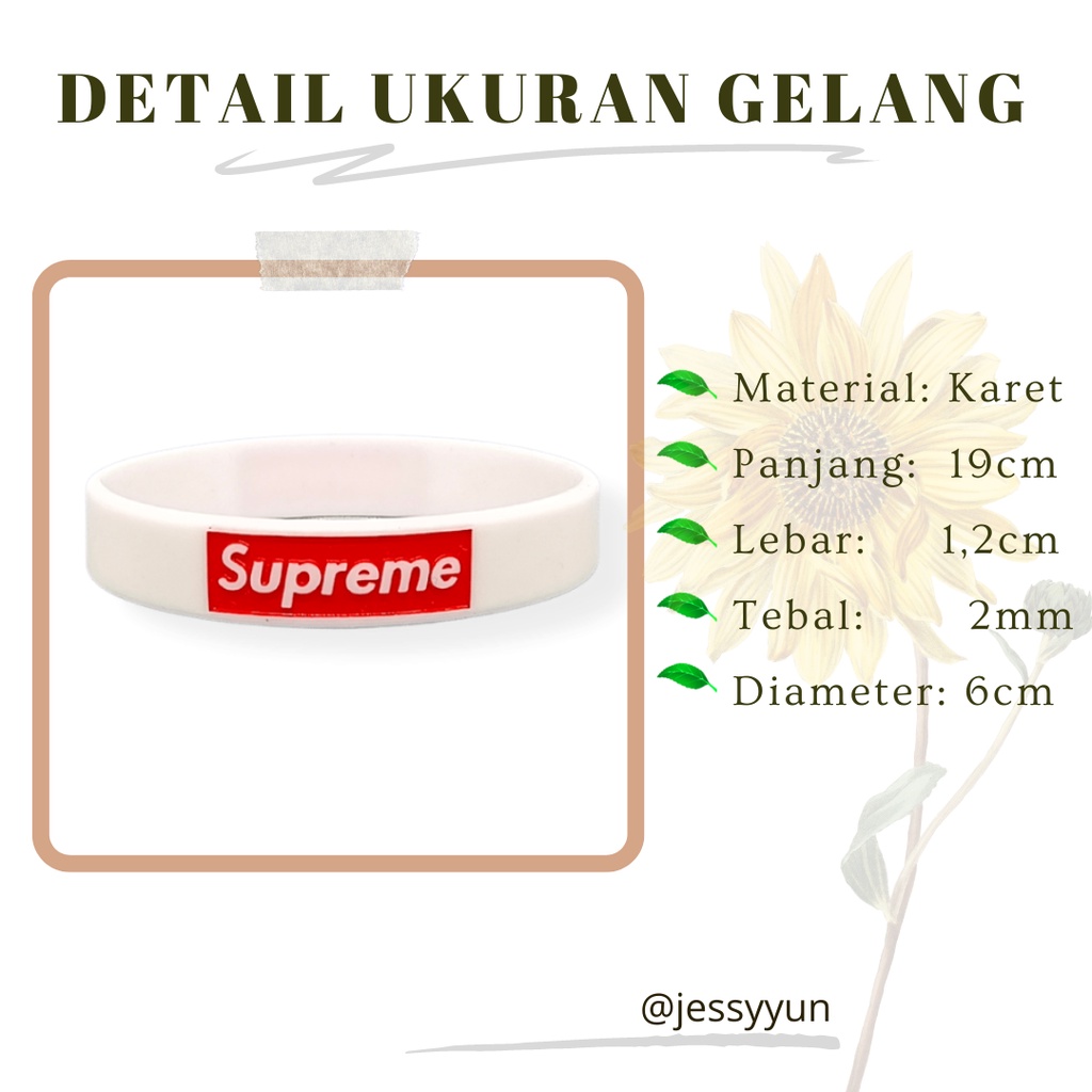 Gelang Tangan Karet - Gelang Pria Distro Supreme Rubber Bracelet Kasual Sport