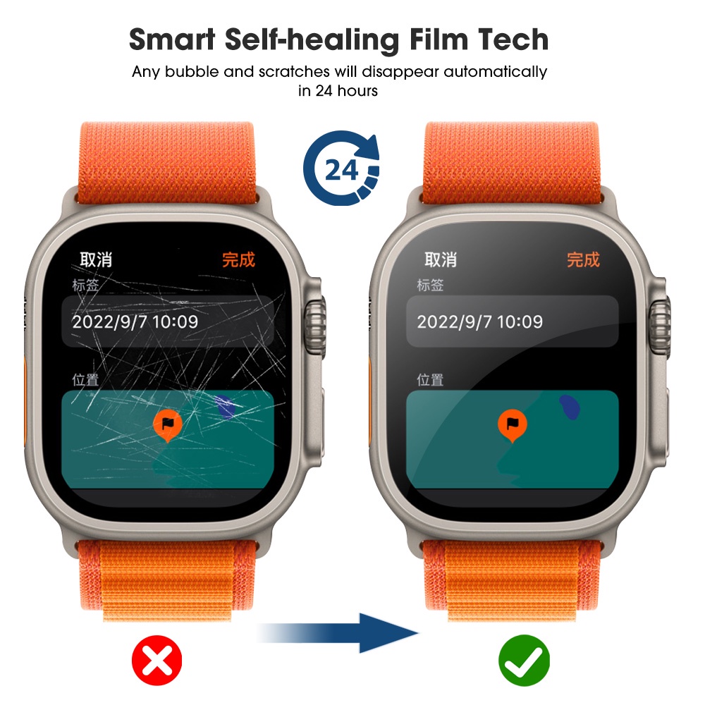 1pc Film Hydrogel Pelindung Layar Anti Gores Bahan TPU Untuk Apple Watch Ultra