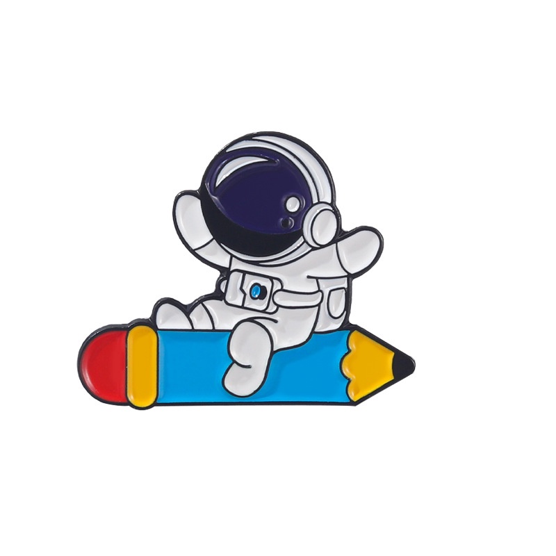 Bros Pin Enamel Bentuk Kartun Astronot Untuk Aksesoris Denim