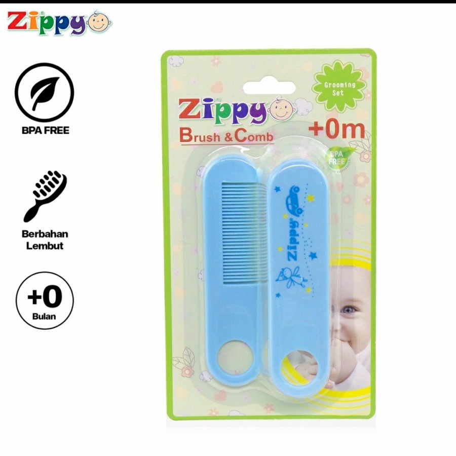 Sisir Bayi Zippy Brush &amp; Comb ( BPA Free ) Dengan Bahan Yang Lembut dan Aman