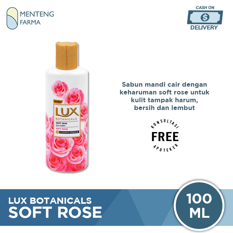 Lux Botanicals Sabun Mandi Cair Soft Rose 100 ML - Sabun Kecantikan dengan Vitamin C Essence