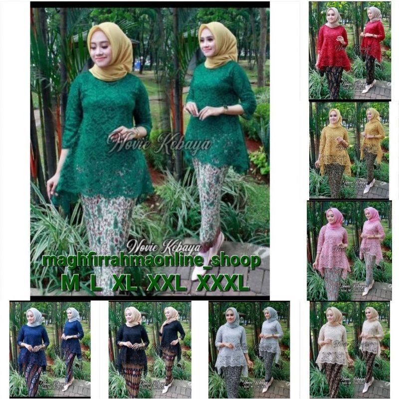 REAL PICT • SET KEBAYA BIANS RINJANI JUMBO LD 120 / KEBAYA MODERN HITAM