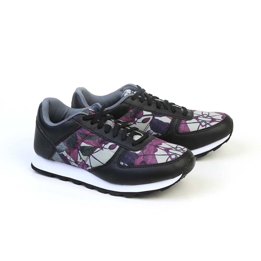 BFLY Sepatu Sneakers Wanita Casual Sporty Street Style Blossom BLACK/WHITE/GREY Original