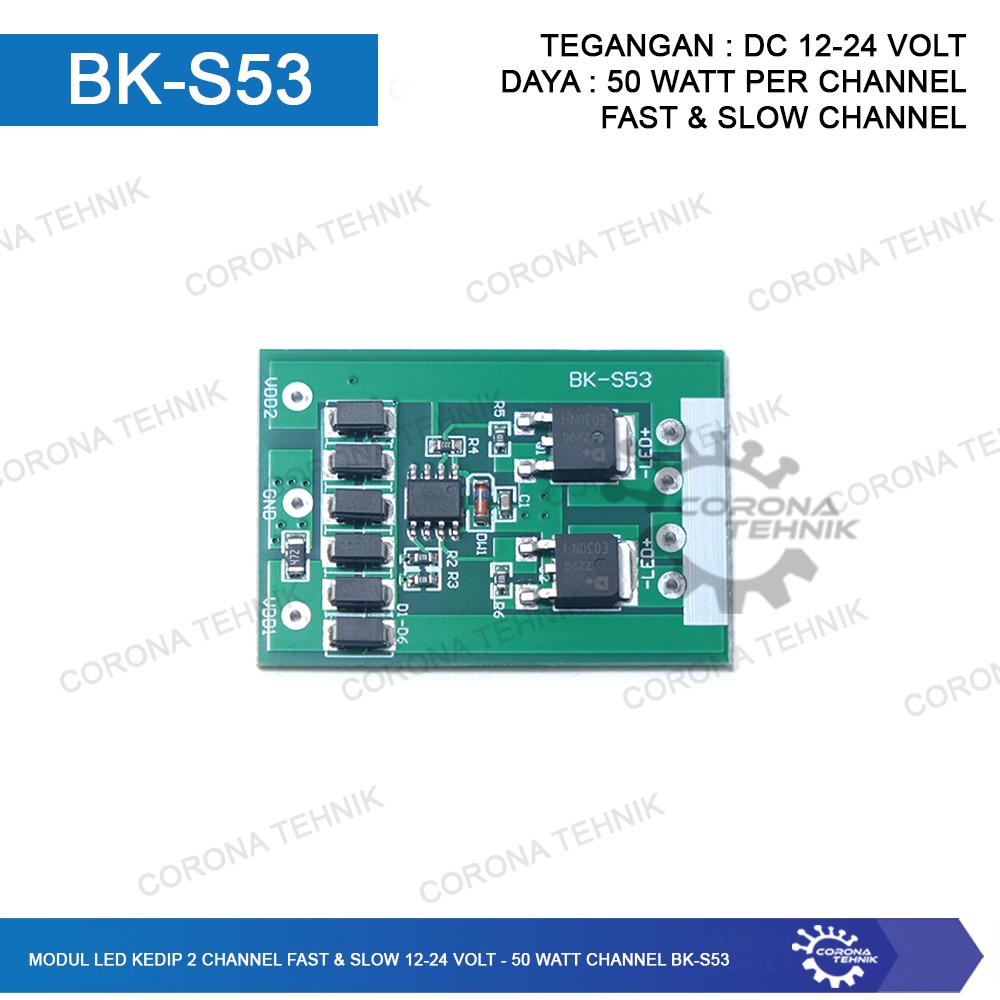 Modul + Saklar - Modul LED 2 Channel Fast &amp; Slow 12-24 Volt - 50 Watt Channel BK-S53