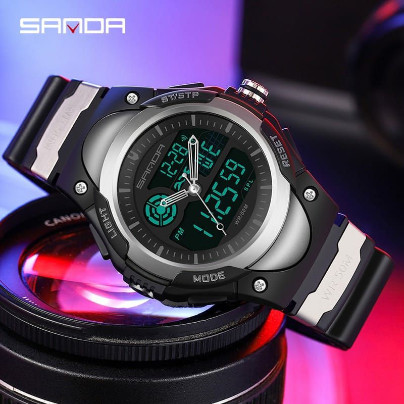 BEST SELLER SANDA 3117 Jam Tangan Pria Digital Analog Tali Rubber Shockproof Anti Air