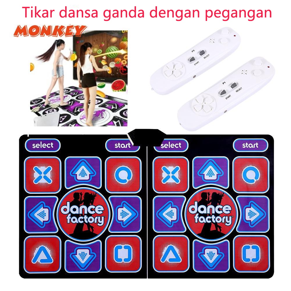 Double Dancing Mat Wireless TV dengan 2 Game Controller Dancing Pads dengan Remote Controller