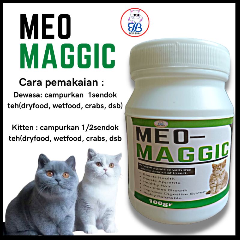 meo maggic suplemen vitamin nafsu makan penggemuk bulu kucing 100gram