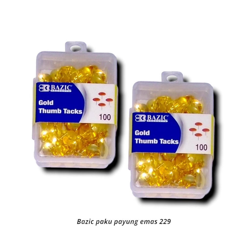 

PAKU PAYUNG EMAS GOLD THUMB TACKS ISI 100 PCS+ CASE