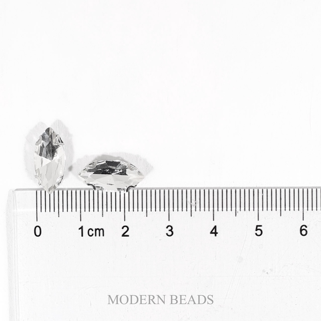 [LUSIN] Diamond Cangkang / Permata Cangkang Mata 7x15mm Putih Kristal / Bening Grade A Kaca 12 pcs (lusin)