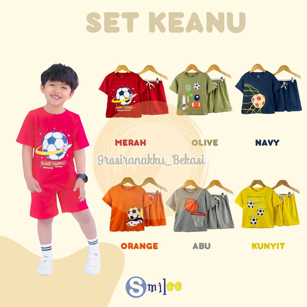 Setelan Anak Bola Keanu Smilee Mix Warna Size 1-5 Thn