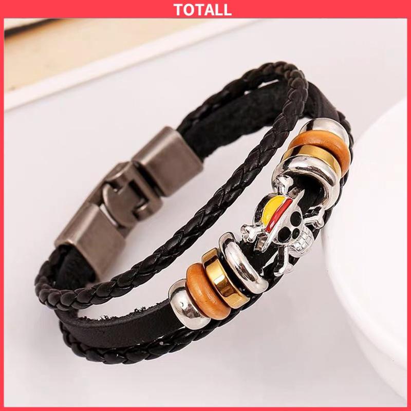 COD Gelang Tangan Kulit Adjustable Motif Anime Bahan Zinc Alloy Untuk-Totall