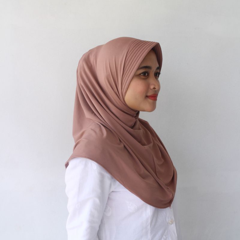 [ALEA] Hijab Dewasa Basic Sport Instant - Kerudung Panjang / Jilbab Olahraga / Sehari Hari Bahan Jersey Polos / Jilbab Volly / Senam / Basket / Sepeda