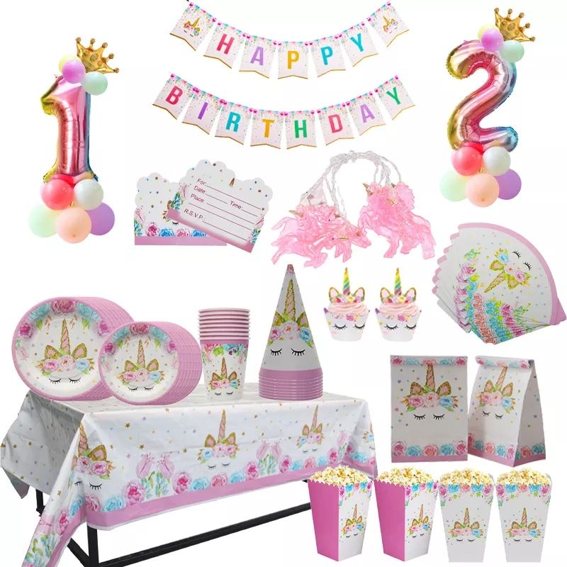 Paket perlengkapan dekorasi pesta ulang tahun unicorn perlengkapan pesta ultah anak tema unicorn