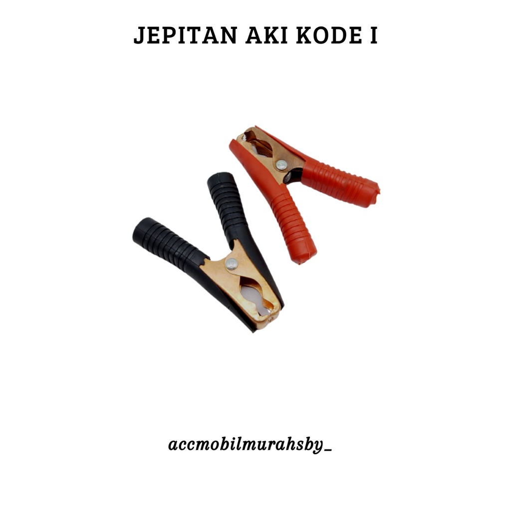 Jepitan buaya aki 100A aligator clamp klip besar jepit accu 1 set merah hitam (I)