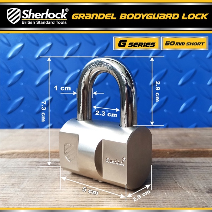 Gembok Original Sherlock Tools BODYGUARD Seri G 50 mm Pendek