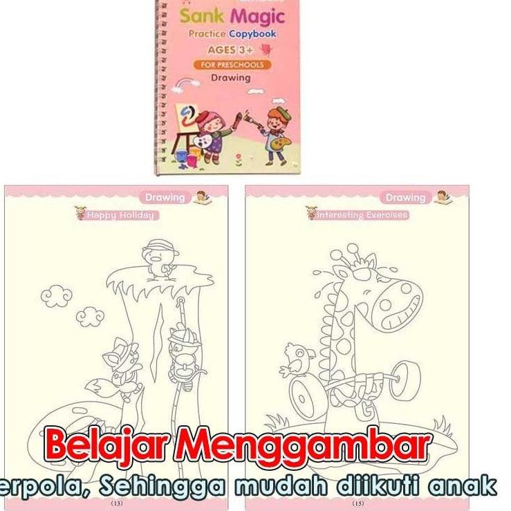 

っ Sank Magic Book (Magic Groove) - Buku belajar menulis untuk paud preschool tk huruf angka bentuk garis reusable tinta ajaib ↫